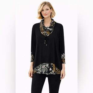 FUNSPORT Women's long sleeve Top with tie neckline